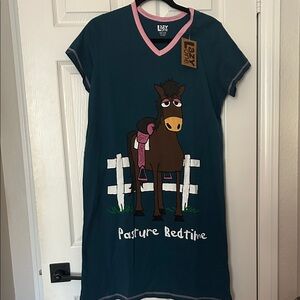 Lazy One Pajama  Teal Horse Pasture Bedtime S/M -NWT